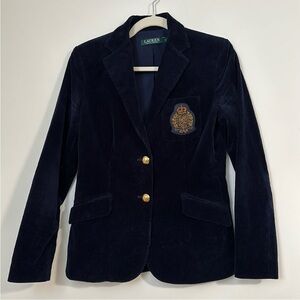🎩⭐Ralph Lauren Dark Blue Corduroy Blazer with Gold Buttons